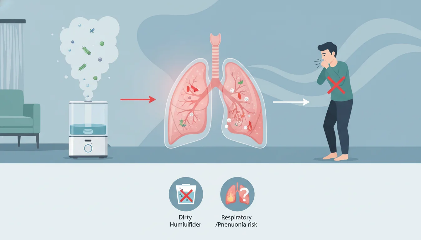 Illustration showing can humidifiers cause pneumonia concept