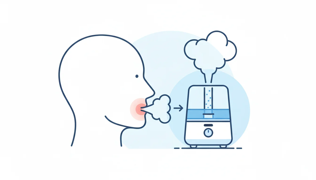 Illustration showing humidifier after tonsillectomy concept