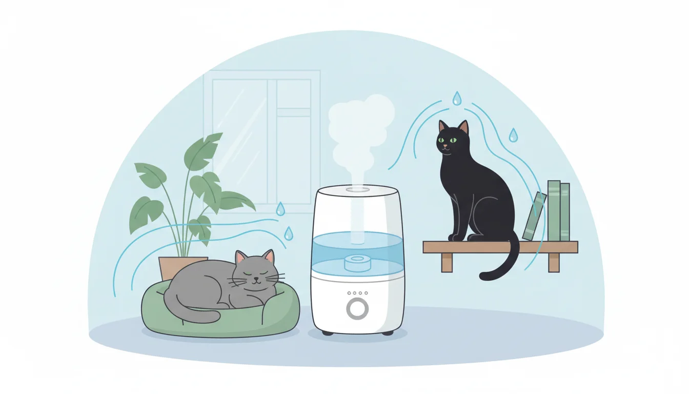 Illustration showing humidifier around cats concept