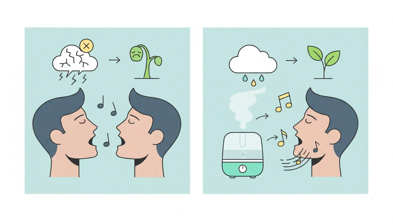 Illustration showing humidifier before singing concept