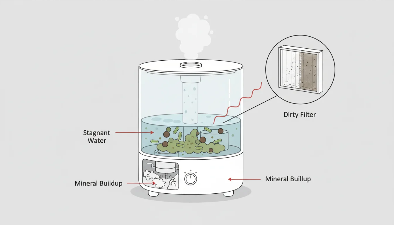 Illustration showing why does my humidifier smell concept