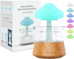 Rain Water Drop Humidifier - Mushroom Cloud Lamp Humidifier, Essential Oil Diffusers, 300ml White Noise Aromatherapy Diffusers with 7 Colors Cloud Lights for Home, Large Room, Office - Wood Grain