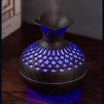 Aromatherapy Essential Oil Diffuser - Aroma Diffuser Aromatherapy Machine 300ml - USB Vase Wood Grain Humidifier for Office Home Baby Room (Black)