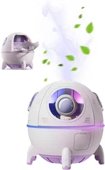 Cute Humidifier, Mini Space Capsule Humidifier, Portable Air Humidifier Spaceship Shaped Small with Ambient Light for Travel Office Home Purple