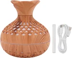 Humidifier , Flower Vase Shape Wood Grain 300ml Aromatherapy Diffuser USB Powered for Bedrooms (Amber)