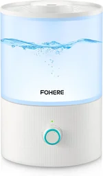 FOHERE Humidifiers for Bedroom, 3.2L Top Fill Cool Mist Ultrasonic Humidifier for Baby Rooms and Plants, 2-IN-1 Essential Oil Diffuser with 7-color Light and Auto Shut-off, BPA-Free, Quiet, White