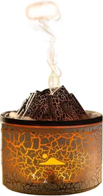 Volcano Humidifier Flame Essential Diffuser: 180ml Waterless Auto-Off Diffusers with 2 Modes Fire Mist 7 Colors Flame Air Humidifiers,for Home Office