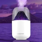 Flame Essential Oil Diffuser, Unique Volcano Humidifier with Remote Control, Waterless Auto Shut-Off Protection and Timer Function, Cool Mist Humidifiers for Home, Bedroom, Office (White)