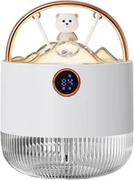 Portable Mini Humidifier With night light 600ml Small Cool Mist Humidifier Personal Desktop Humidifier for Baby Bedroom Travel Office,Built-in 2000mAh Battery 2 Mist Modes white