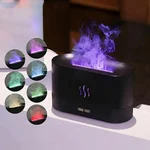 USB Powered Portable Colorful Night Light Humidifier, USB Colorful Night Light Humidifier, USB Night Light Humidifier, Colorful Flame Aroma Diffuser with 7 Changing Colors, 180ml (Black)