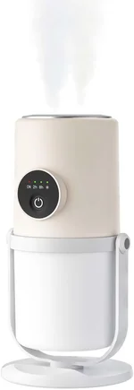 Portable Small Humidifier - Cold Mist Humidifier with 360° Rotating Stand, Stepless Dimming Warm Night Light, 2/8 H Timer Function, Mini humidifier for Bedroom, Plants, Office, and Car