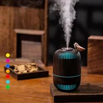 Portable Mini Humidifier,Birdcage styling Humidifier Colorful, Cool Mist, USB Powered Perfect for Desk Bedroom Indoor Plant Quiet Colorful Night Light (Darkwood)