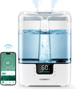MORENTO Smart Humidifiers for Bedroom Large Room Home, 6L Cool Mist Top Fill Humidifier with Essential Oil Diffuser, Smart App & Voice Control, for Nursery & Plants, White, 1 Pack + 7 Color NightLight