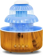 Humidifier for Bedroom, Water Flowing Cool Mist Humidifier, Waterfall Air with Rain Sounds Sleeping, 8 Colors led Light Up to10 Hours, Cloud Baby Woman, Home, Office