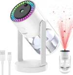 Humidifier USB Powered with Starry Sky Projection Timer Function for 6-8 Hours Auto Shut-off and Colorful Lighting Design Ideal for Bedroom Car and Office (white)