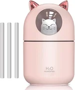 Portable Small Humidifier, YIMIKE 300ml Mini Cool Mist Humidifier with Night Light, USB Personal Humidifier Auto Shut-Off, Ultra-Quiet, 2 Spray Modes, Suitable for Home Office Travel (Pink)