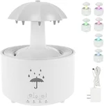 Rain Umbrella Humidifier with 7-Color LED Light, 300ml Aroma Diffuser, Timer Function, Soothing Rain Sound & Water Drip Effect, Ideal for Home, Bedroom & Desk(White)
