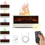 Decorative Fireplace Humidifier with LED Flame, Multiple Color Modes, 150 ml, Essential Oil Humidifier Diffuser with Timer Adjustment and Waterless Auto Shut-Off for Home, Bedroom and Office,White