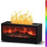 Fireplace Humidifier - 150ml Fireplace Oil Diffuser for Home Office, 7 Colors Light Flame Aroma Diffuser with Remote Control, Auto Off & Timer (Black)