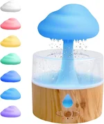 Rain Cloud Humidifier, Rain Humidifierrain Humidifier Water Drip, Water Drip Rain Sounds for Sleeping, Mushroom Waterfall Lamp, Desk Humidifiers for Office (wood)