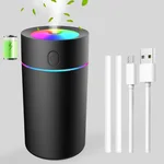 Battery powered Mini Humidifier[Work 2H] with 7-color Lights, Portable Car Humidifiers, Auto Shut-Off Small Desk Humidifier Super Quiet with USB for Persona Bedroom Travel Plants