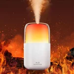 LED home spraying humidifier with high simulation flame atmosphere light, 2.3W and 280ml water tank, dynamic state and static state flame (white housing)