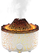 Lava Volcano Humidifier for Bedroom - Realistic Volcanic Design, 2.4MHz Ultrasonic Mist Air Humidifiers with Dual-Color Light, 560ML Humidifier Aroma Diffuser with Timer for Home, Office, Yoga (White)