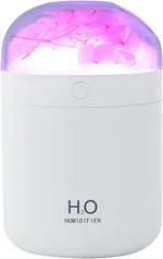 Portable Small Hydrangea Humidifiers for Bedroom Baby, Mini Cool Mist Plant Humidifier for Plants, Quiet Desktop Humidifier with 2 Working Modes & Colorful Night Light for Travel, Office, Bedroom