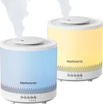 Homvana Small Humidifiers for Bedroom - 2 Packs 1.8L Cool Mist Top Fill Humidifier for Baby Nursery, Essential Oil Diffuser, 3 in 1 for Home Plants Offices and Grow Tents, 7 Color Lights, Ultrasonic