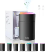 220ML Humidifiers For Bedroom, Portable Humidifier With LED Colorful Gradient Light,Cotton Stick And USB Data Cable. Humidifier Large Room For Travel, Office, Bedroom, Baby Room, Plants, Home(black)