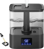 KZF 4L Top Fill Humidifiers for Bedroom & 60H Runtime - Cool Mist Humidifier, 3 Mist Levels, 8H Timer, Essential Oil Tray, Humidity Display, Quiet for Bedroom, Baby, Plants, Large Room