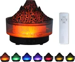 Volcano Humidifier 7-Color LED Light Quiet Ultrasonic Air Humidifier with Flame & Volcano 2 Mist Mode for Bedroom Home, Office, Remote Control