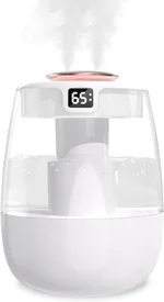 VENTISOL Small Humidifier for Bedroom, 1.3L Portable Cool Mist Humidifie with Light and 10/20 H Timer Sprays, Mini Personal Desk Air Humidifier with USB Cable, for Small Room, Plants