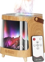 Smart Controlled Flame Fireplace Humidifier - 200ml Aroma Essential Oil Diffuser with 7 Color Lights, Large Capacity, Ultra Quiet for Bedroom, Living Room, Office (Wood)